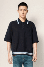 Zara dark blue Bottom Striped Polo - Image 2