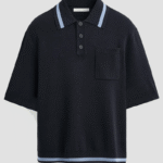 Zara dark blue Bottom Striped Polo