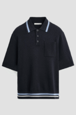 Zara dark blue Bottom Striped Polo