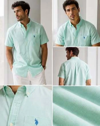 1783917216.8495-417 Short sleeve linen blend pocket shirt U.S.Polo - Image 1